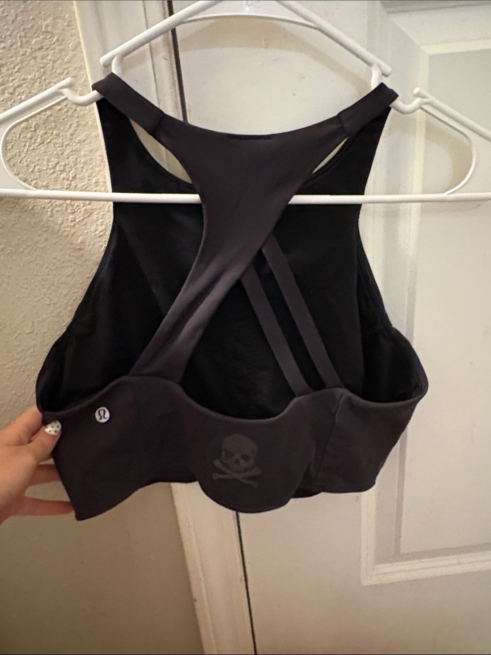 lululemon athletica Black Racerback Sports Bra with Skull Accent